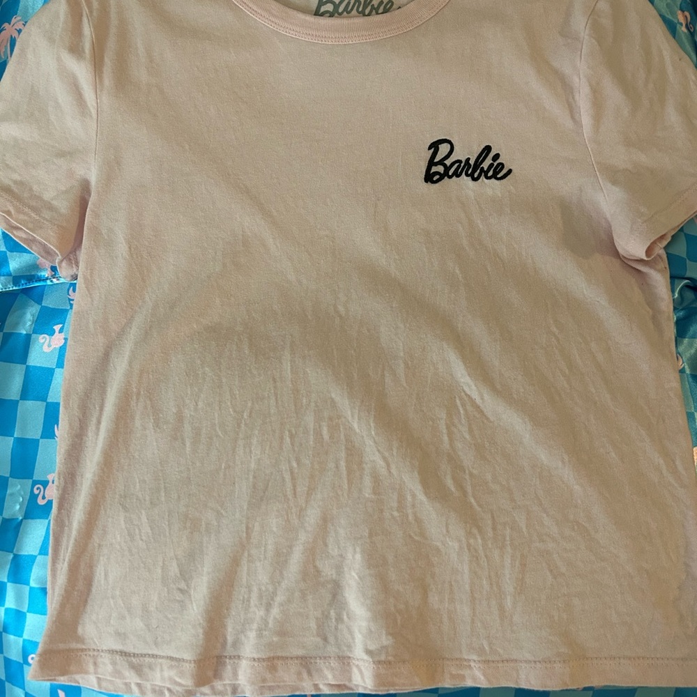 Official Barbie crop tee in pale pink size L